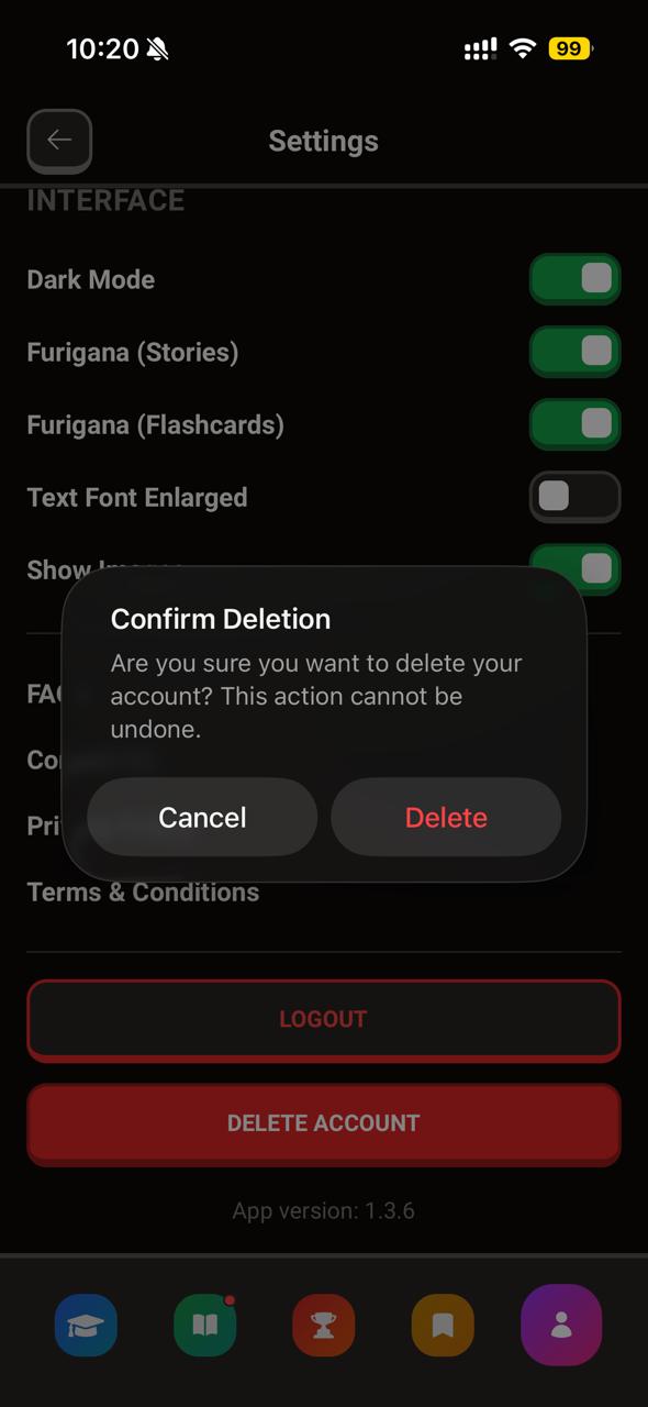 Shinobi Japanese confirm deletion dialog