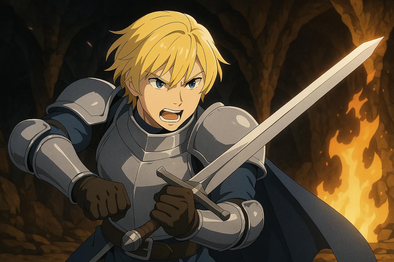 Brave knight ready for battle